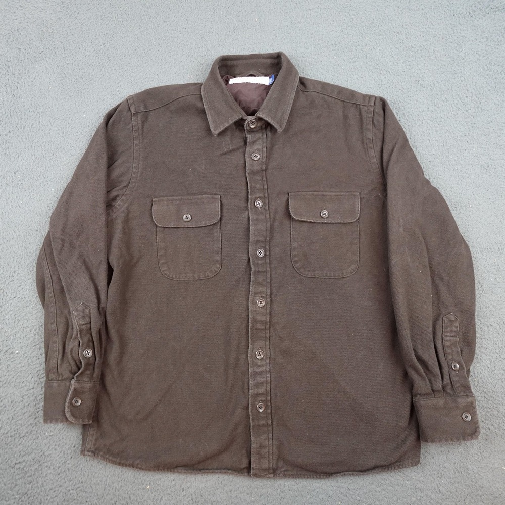 Peter Manning Shirt Jacket Mens 2XL Brown Heavyweight Flannel Shacket